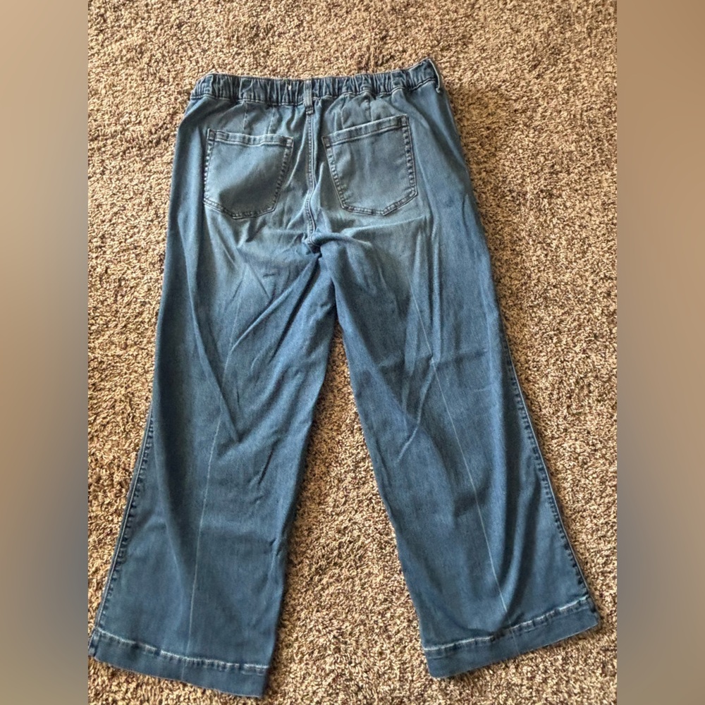 Blue Super Soft Drawstring Wide Leg Jeans. Size 1S (short 14/16) - Picture 2 of 4